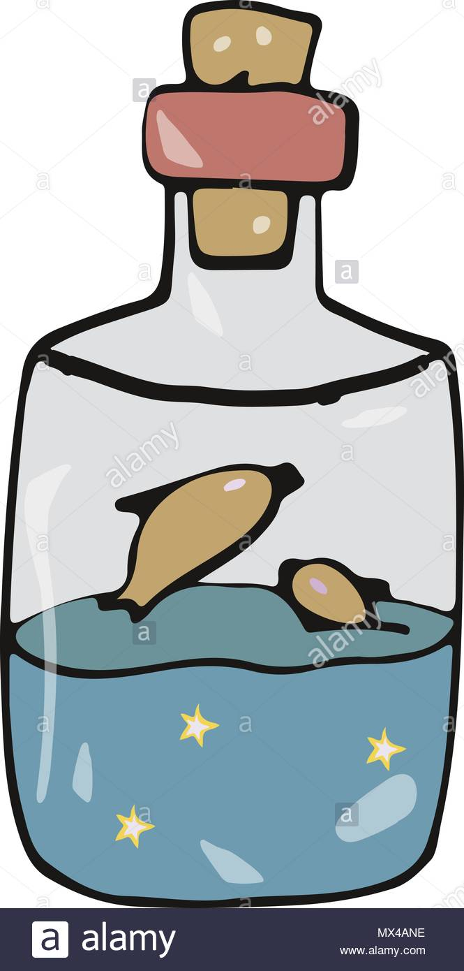 665x1390 Good Bottle Clip Art Drawing Magic Gold Fish Character Color