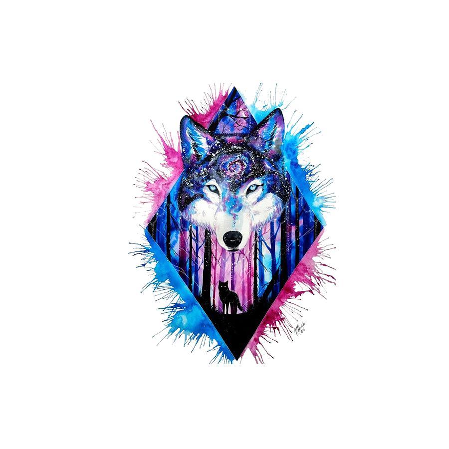 900x900 Wolf Florest Texture Drawing