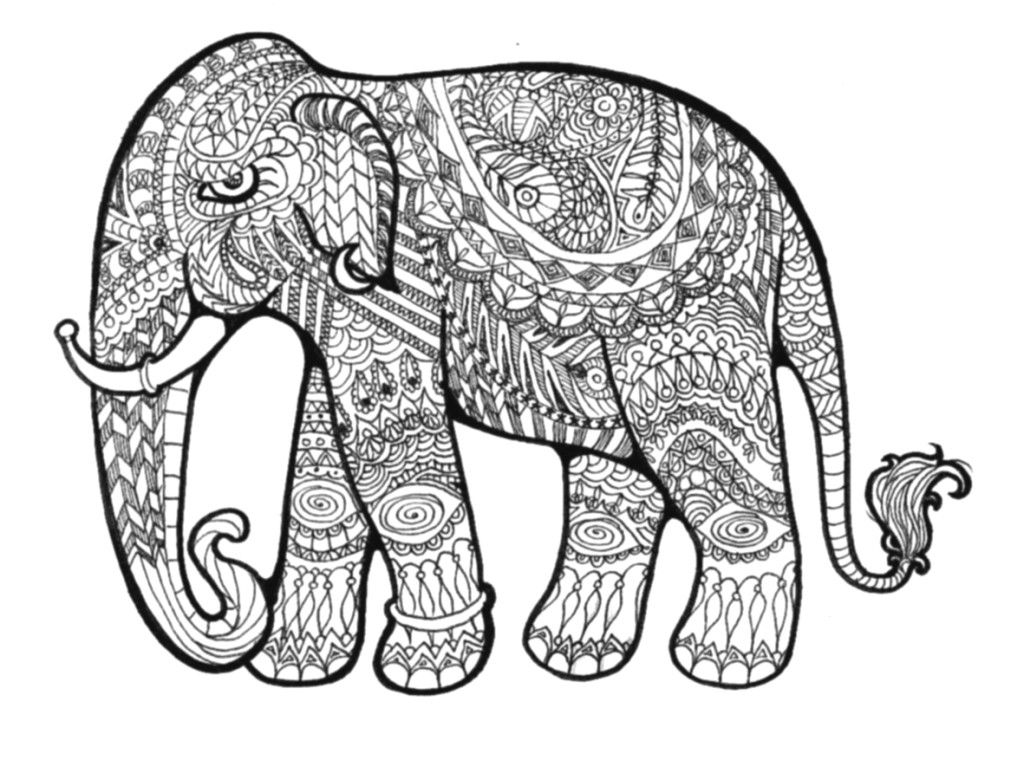 1024x760 Free Printable Thai Elephant Design Coloring Pages