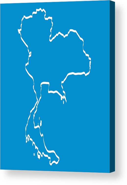517x750 White Thailand Map Outline Graphic Freehand Drawing On Blue