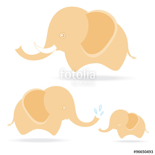 500x500 Cute Elephant Family, Cartoon Drawing Thailand Stock Image