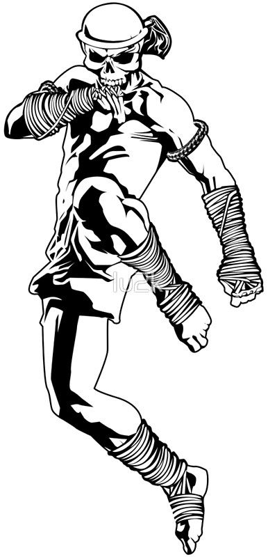 386x800 muay thai skull thailand martial art sport power kick impact decal