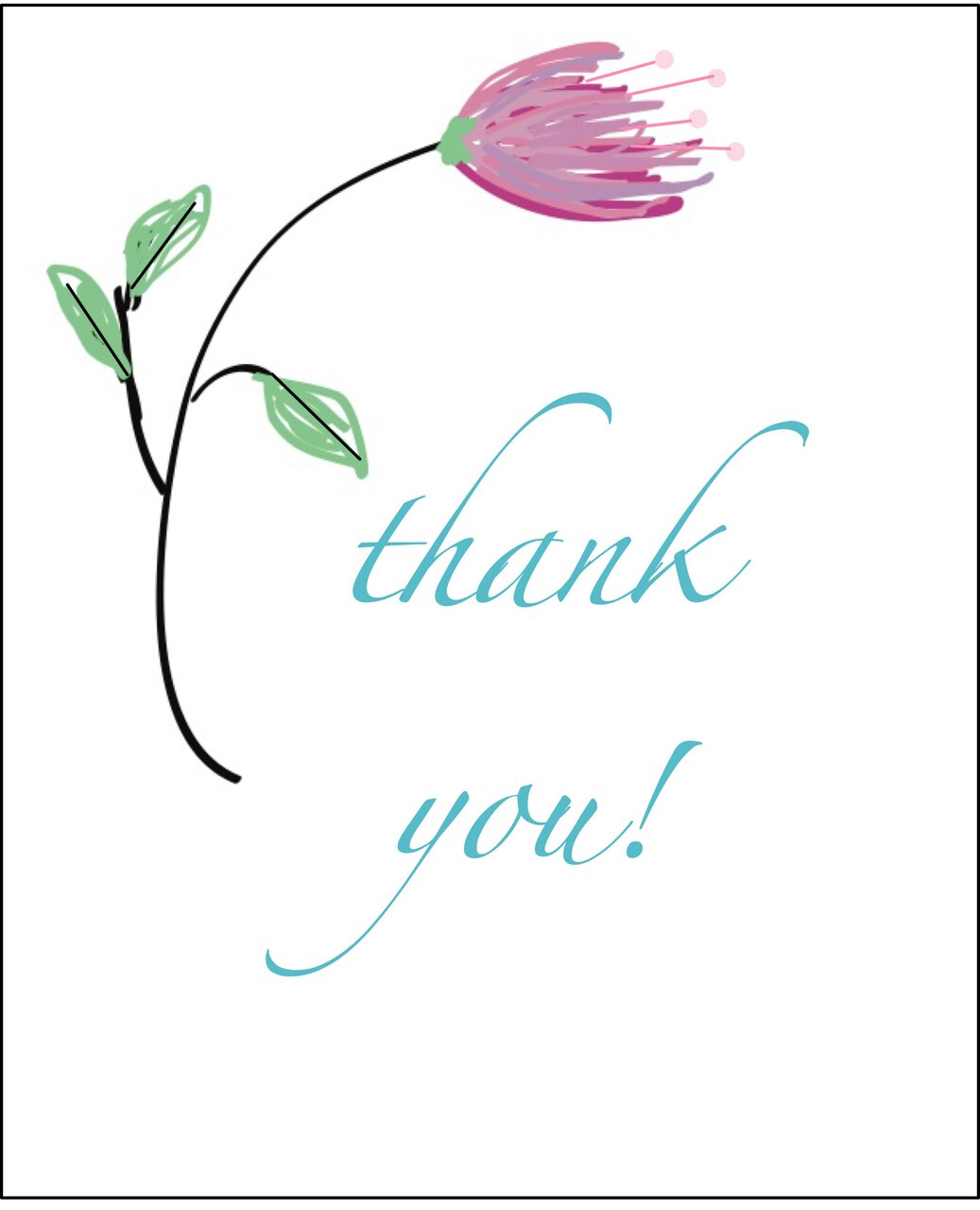 1037x1280 Artsy Floral Thank You Card Mysty And Bella Designs