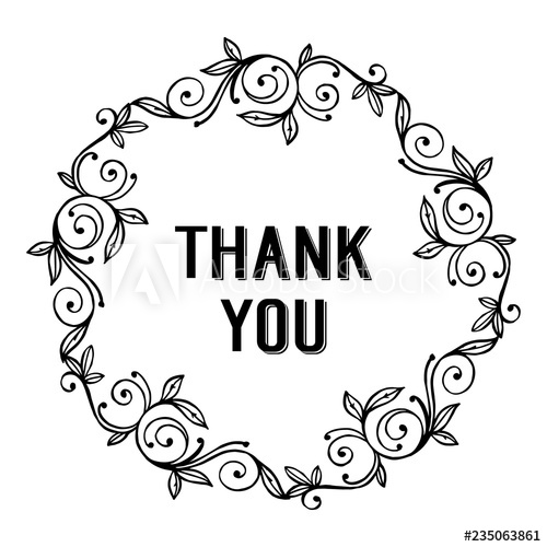 500x500 Vector Flower Thank You Text Hand Draw