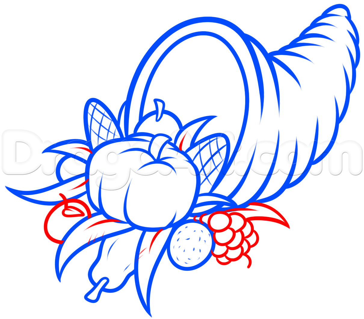 1210x1063 How To Draw A Cornucopia, Step