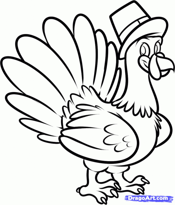 593x693 How To Draw A Thanksgiving Turkey Bluehalloween
