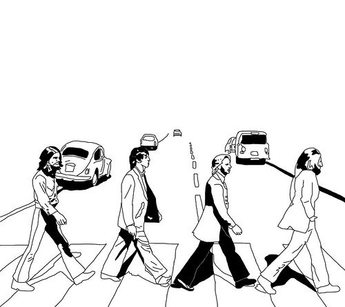 500x445 Abbey Road Drawn In Variations On Famous Artworks Abbey