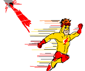 300x250 Kid Flash Running From A Giant Laser