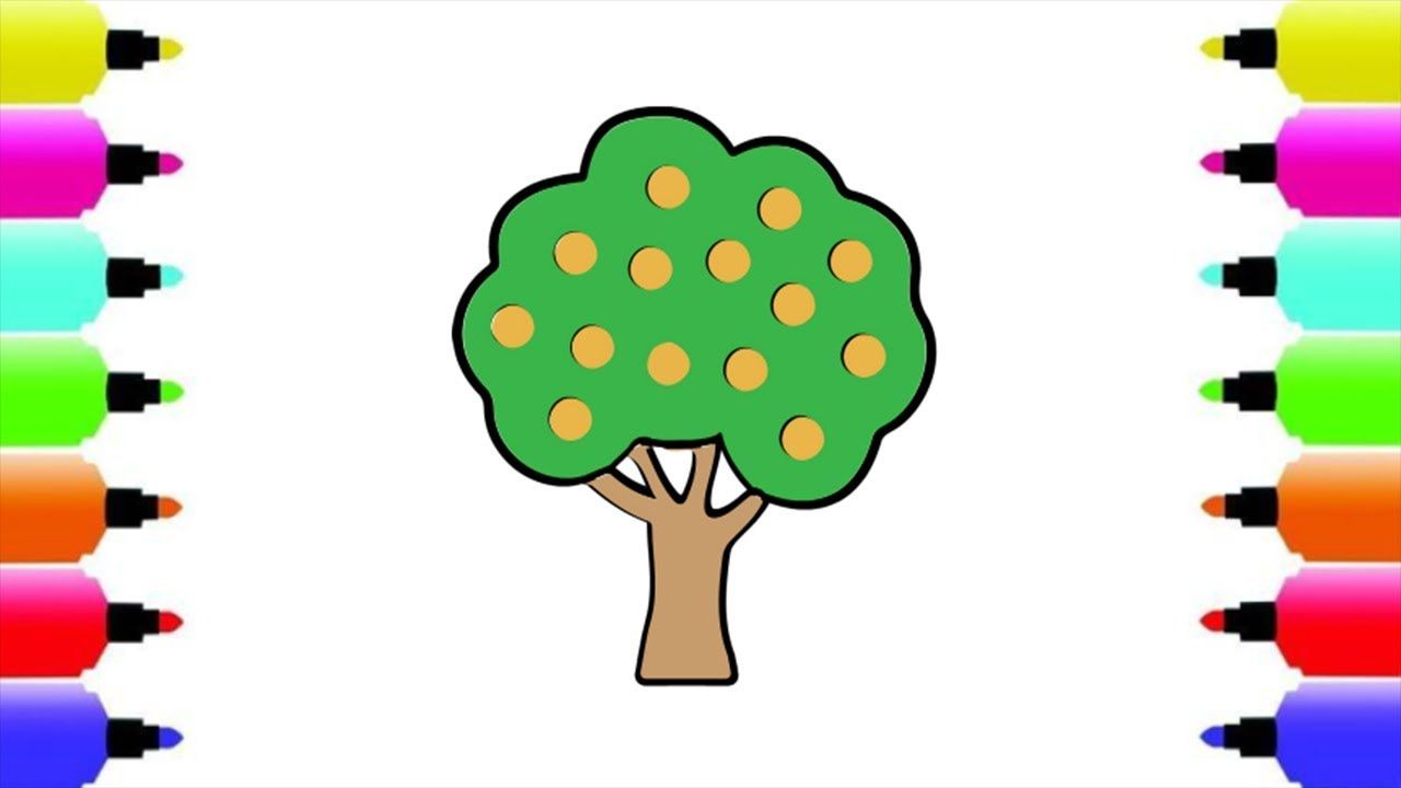 1280x720 How To Draw Mango Tree For Kids Coloring Mango Tree Draw Mango