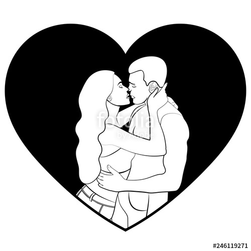 500x500 Couple In Love Silhouette, Icon, Sticker, Lovers White Man