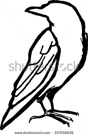 307x470 Hand Drawn Raven Unique Rough Typography Vector Isolated
