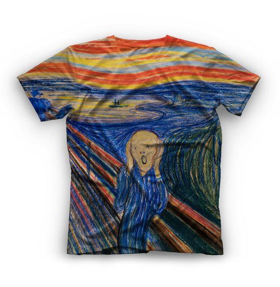 570x585 T Shirt With High Quality Full Print Painting Munch The Scream