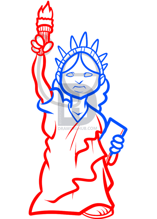 515x720 How To Draw The Statue Of Liberty Easy, Step
