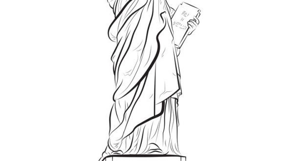 585x329 Nobby Design Sketch Of Statue Liberty Drawing In New York Usa