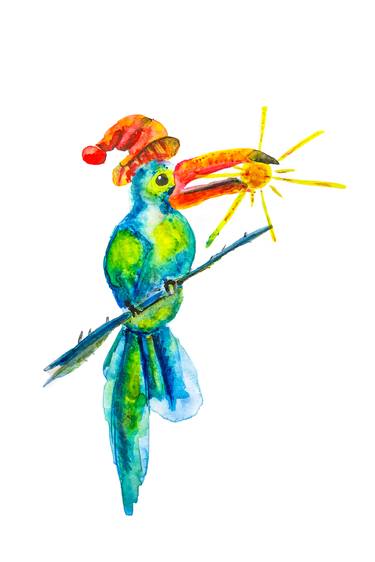 375x562 Bird Catching The Sun Drawing