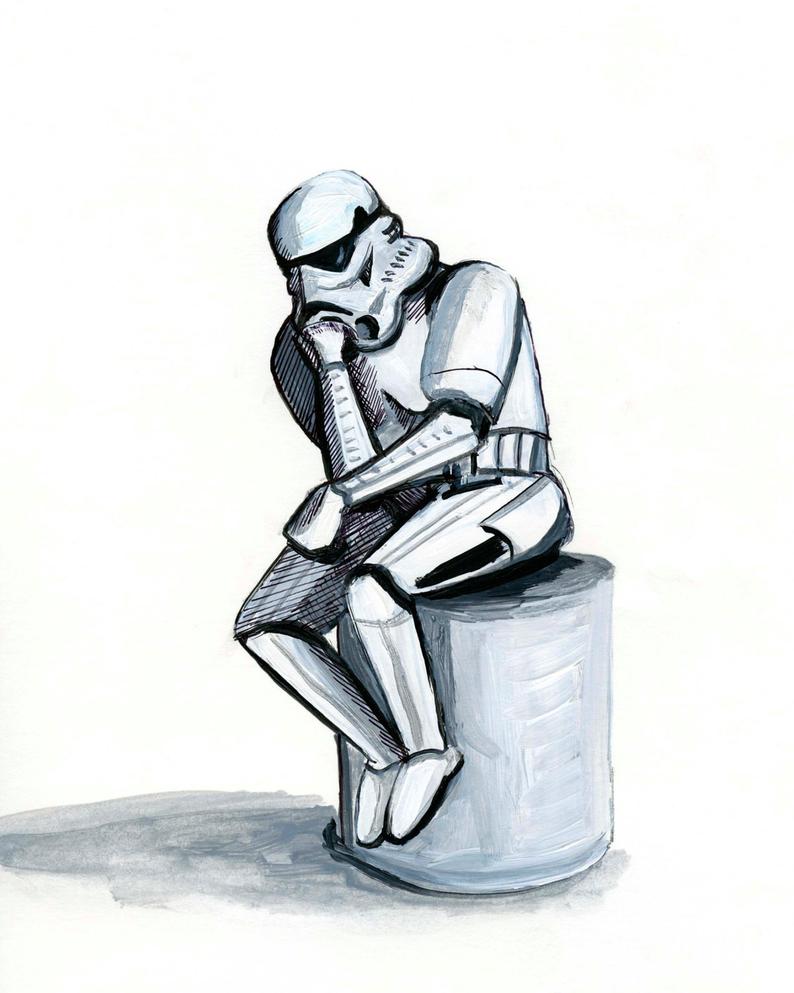 794x993 Stormtrooper As The Thinker Sepia Print Or Black And White Etsy