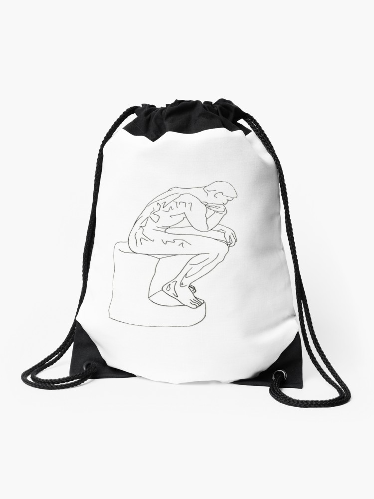 750x1000 The Thinker Drawing Drawstring Bag