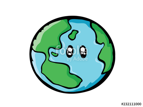 500x375 Earth Drawing World Map Or Globe In Doodles Style Cartoon