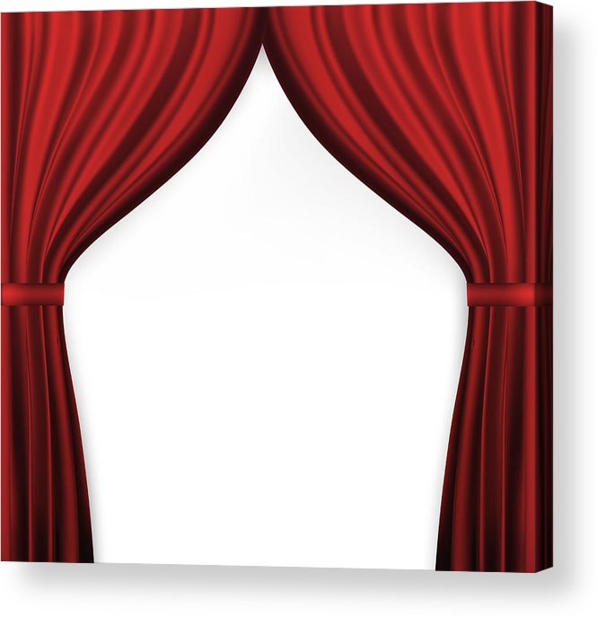 665x687 Naturalistic Image Of Curtain, Open Curtains Red Color Vector