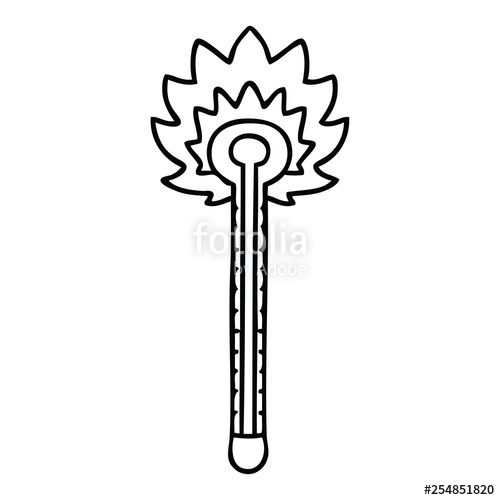 500x500 Quirky Line Drawing Cartoon Hot Thermometer Stock Image
