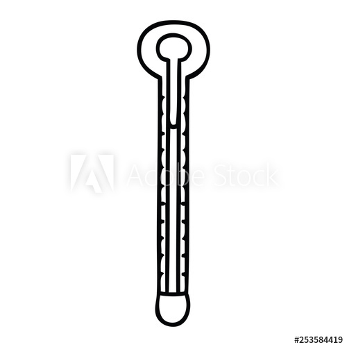 500x500 Quirky Line Drawing Cartoon Thermometer