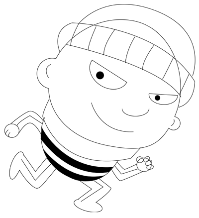 400x438 How To Draw Cartoon Thief Prowling In Easy Step