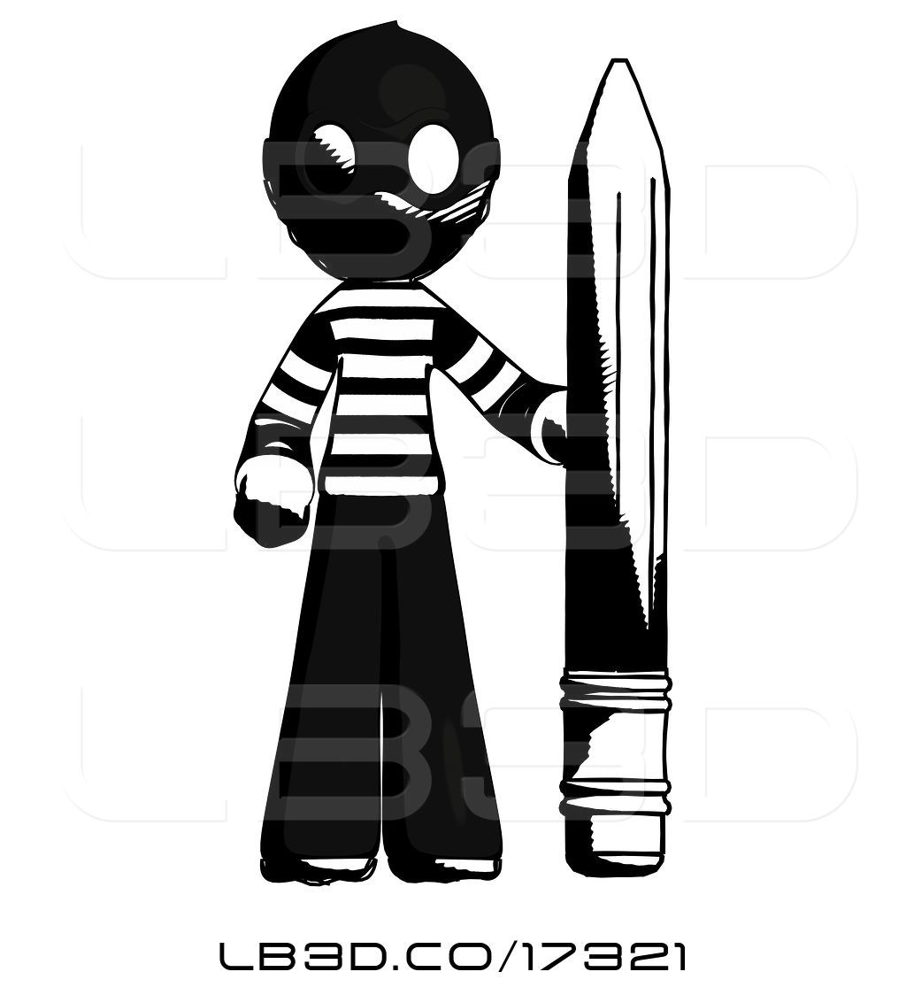 1024x1124 Illustration Of Ink Thief Guy With Large Pencil Standing Ready