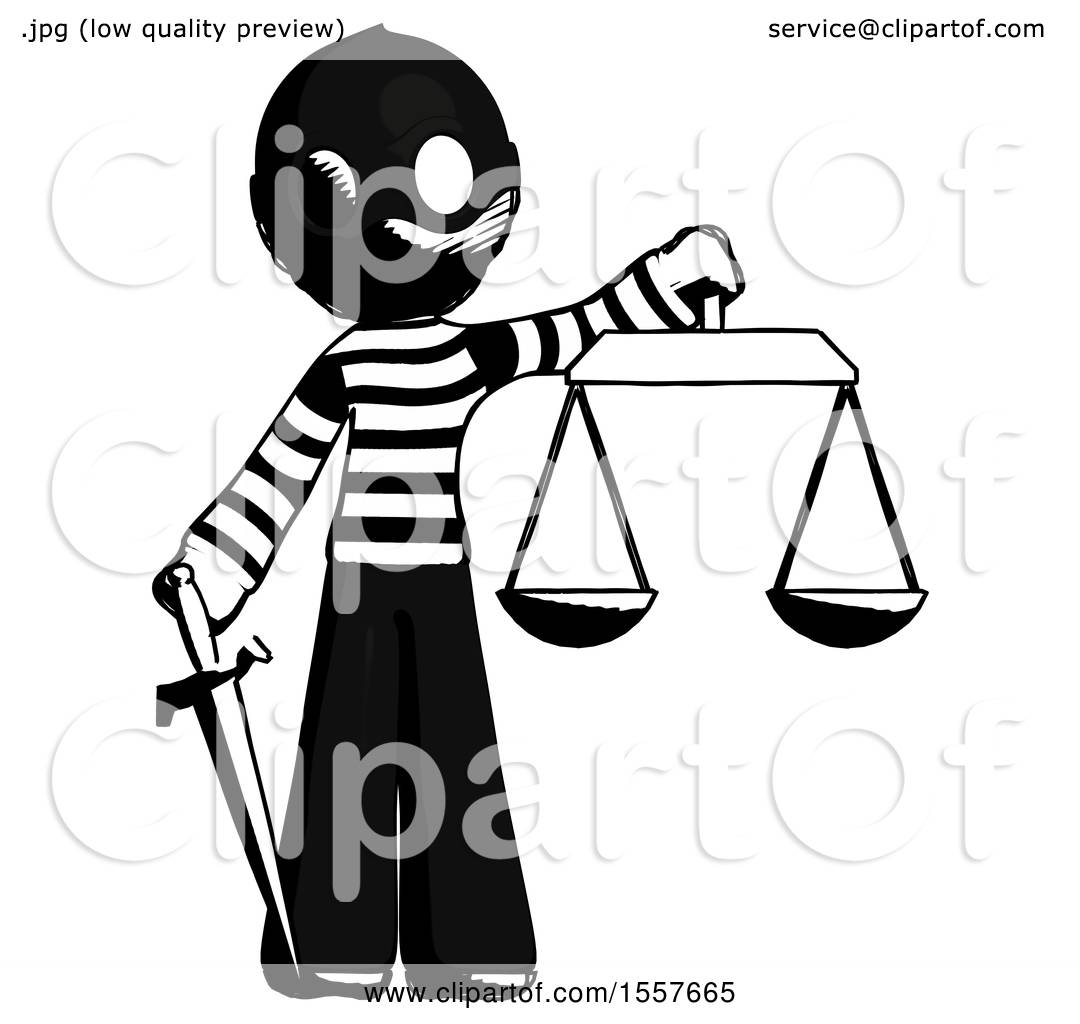 1080x1024 Ink Thief Man Justice Concept With Scales And Sword, Justicia