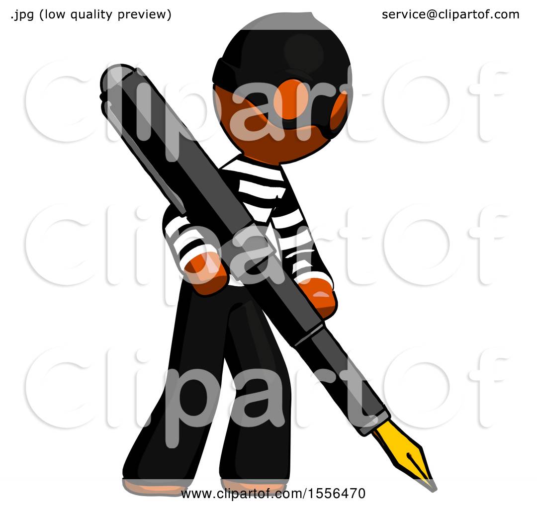 1080x1024 Orange Thief Man Drawing Or Writing With Large Calligraphy Pen