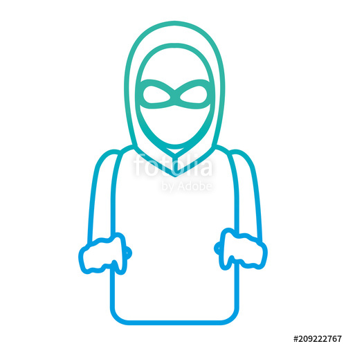 500x500 Degraded Line Thief With Criminal Mask And Jacket Hood Stock