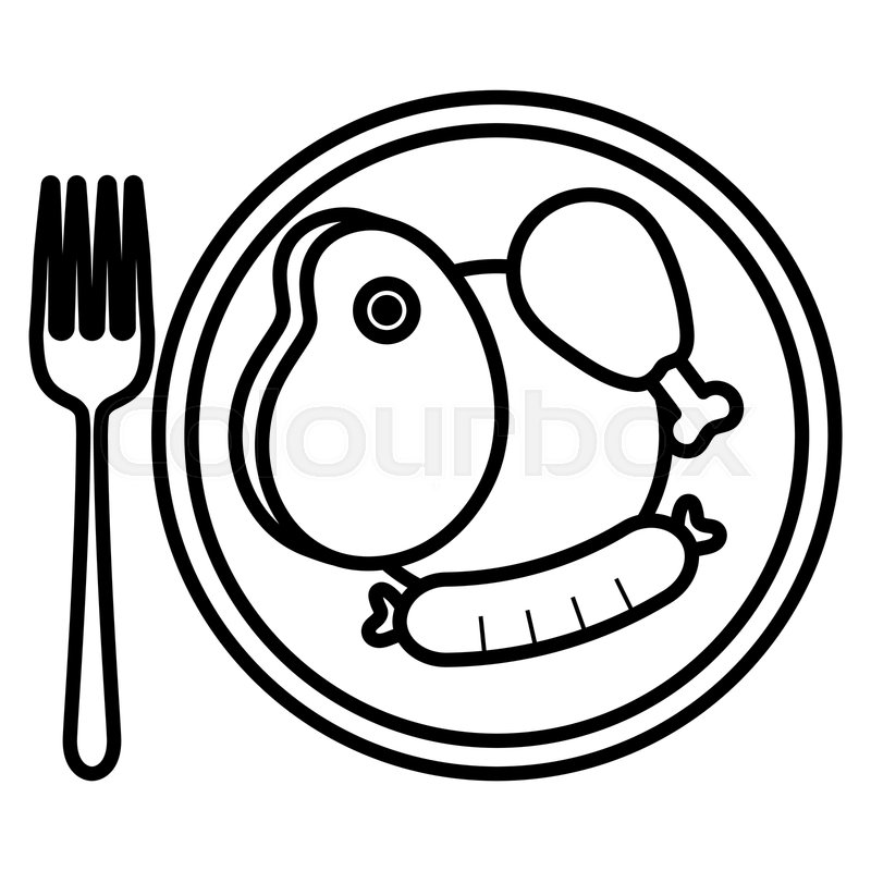 800x800 Plate With Chicken Thigh And Steak Stock Vector Colourbox