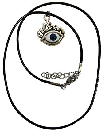 342x427 Third Eye Pendant On A Black Waxed Cord Necklace Flaming Eyeball