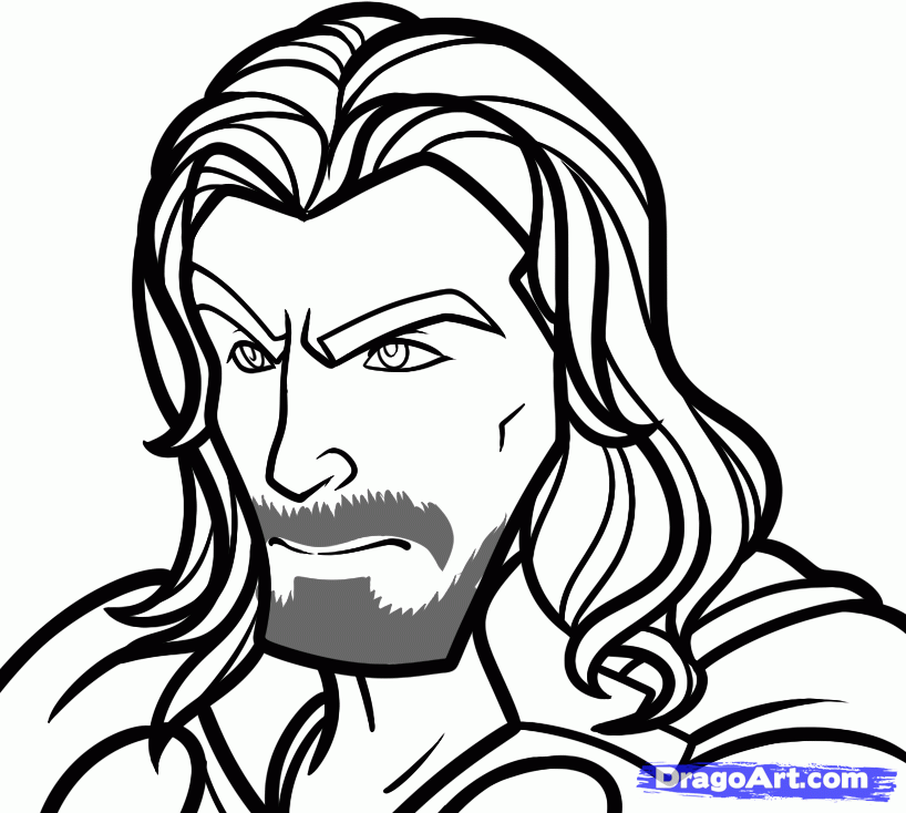 818x734 Step How To Draw Thor, Chris Hemsworth