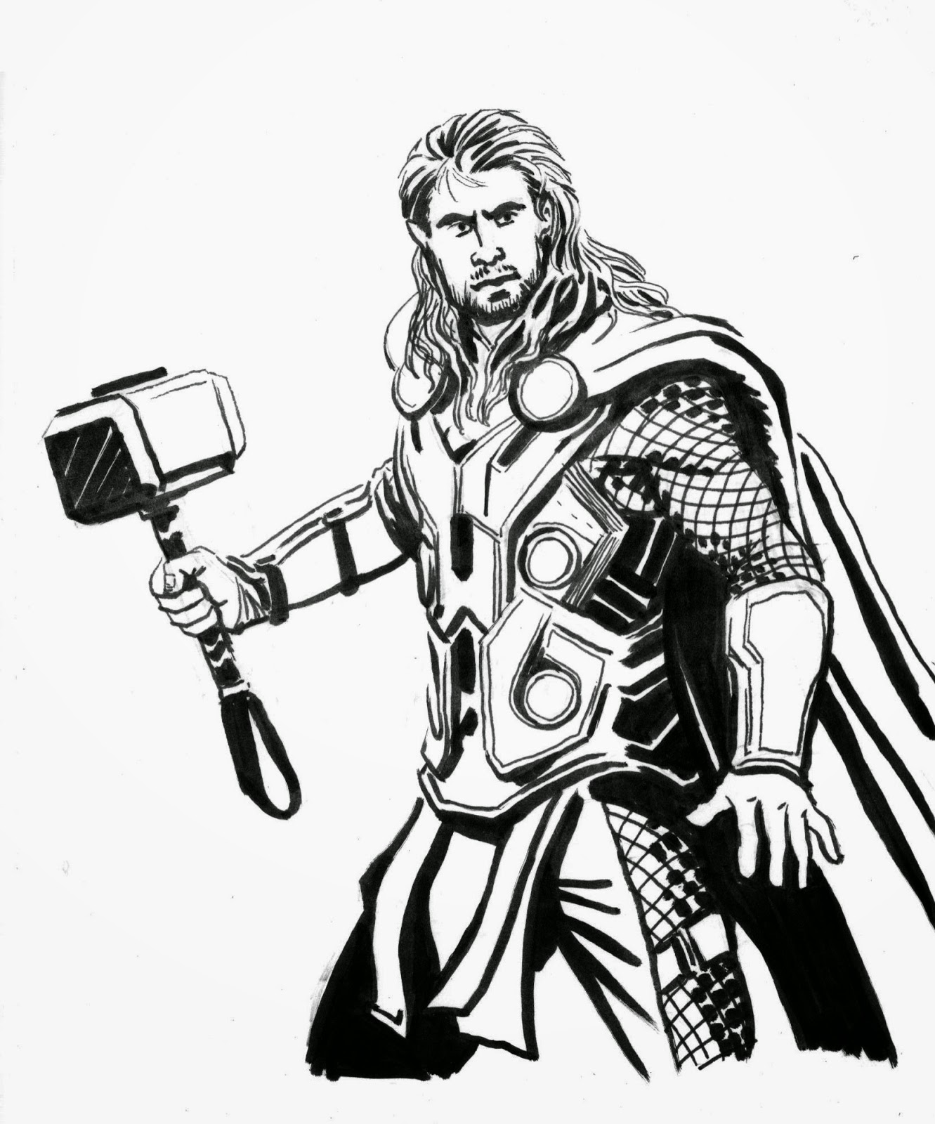 1331x1600 Thor Drawing Free Download