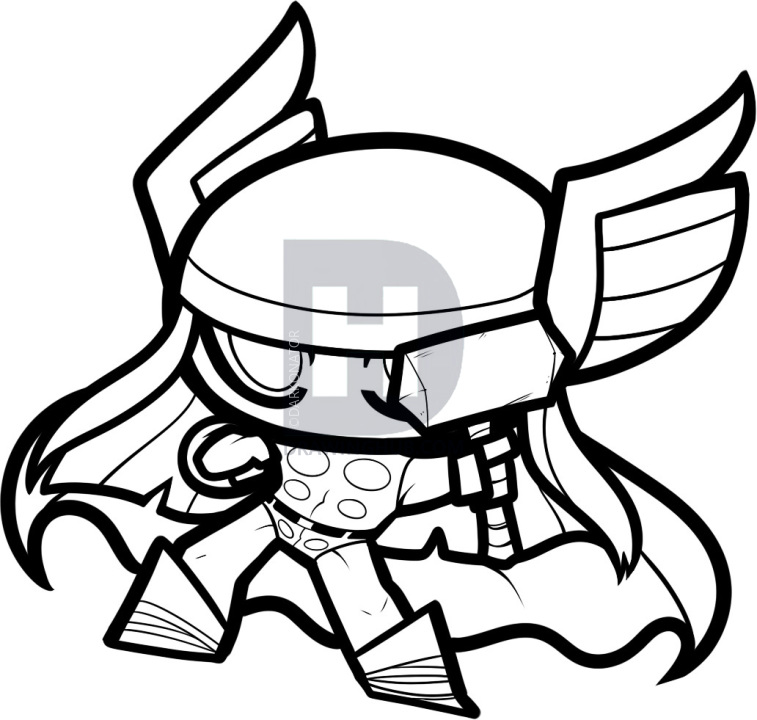 757x720 How To Draw Chibi Thor, Step