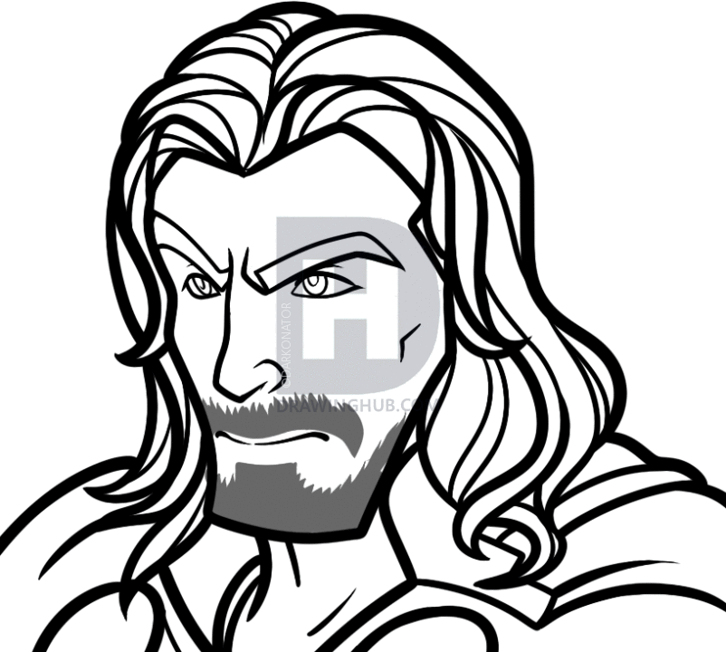802x720 How To Draw Thor, Chris Hemsworth, Step