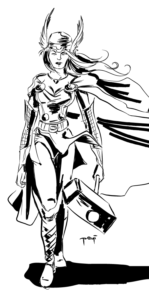 520x1014 Lady Drawing Thor For Free Download