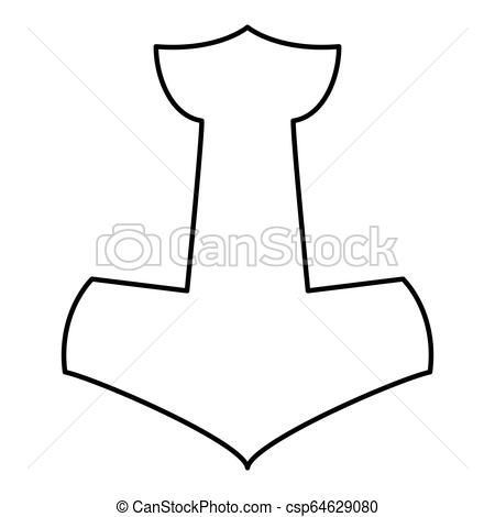 450x470 Thor's Hammer Mjolnir Icon Black Color Vector Illustration Flat