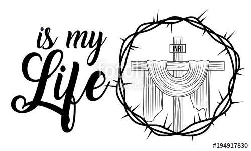 500x300 Sacred Cross Is My Life Religion Crown Thorns Vector Illustration