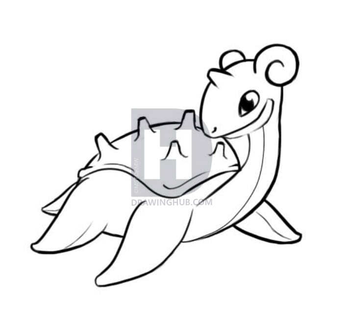 710x662 How To Draw Lapras, Pokemon, Step