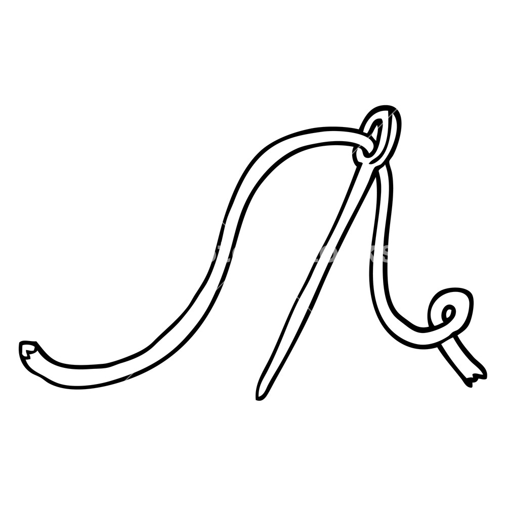 1000x1000 Black And White Cartoon Needle And Thread Royalty Free Stock Image