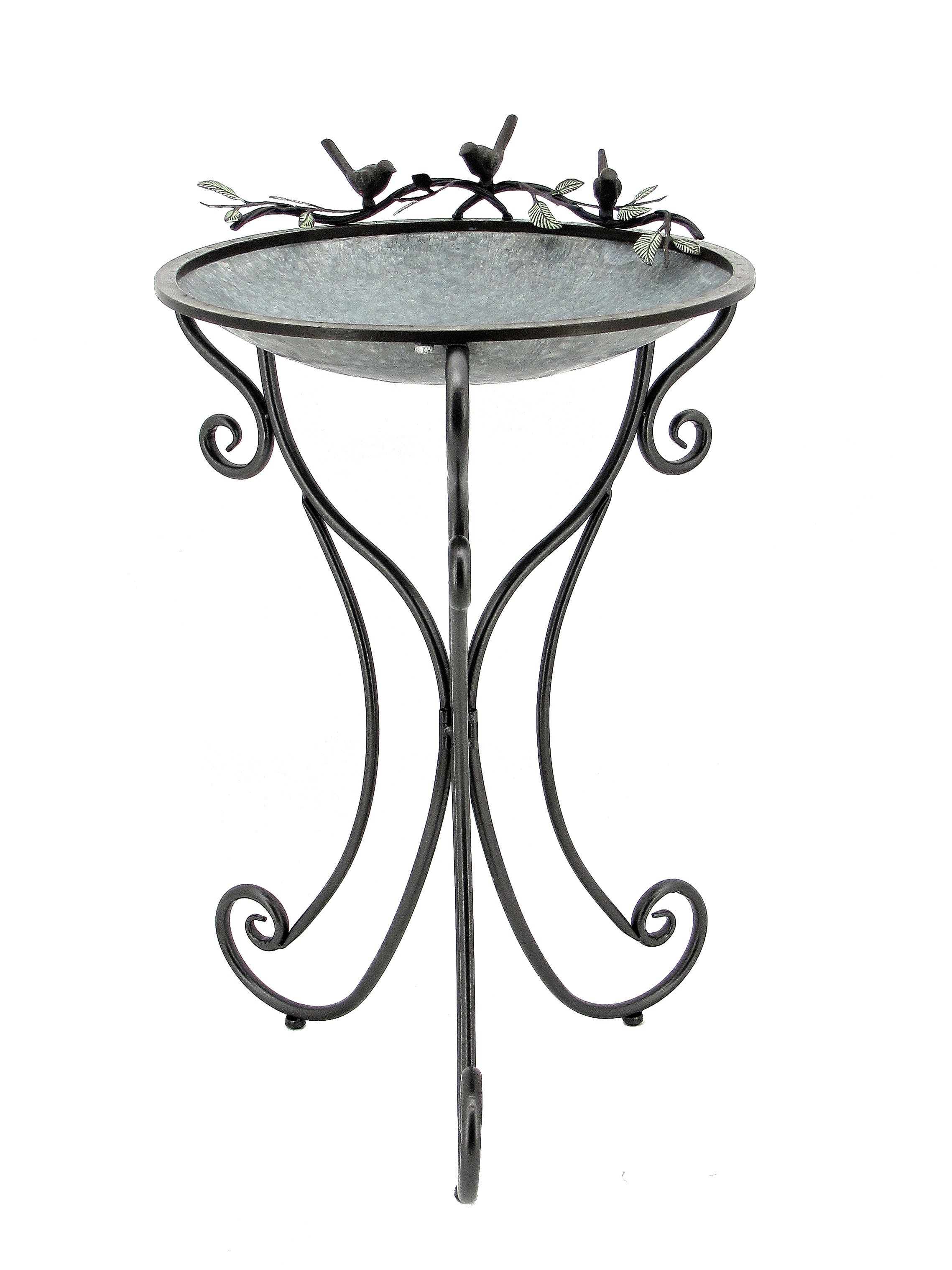2277x3036 Three Birds Galvanized Round Birdbath