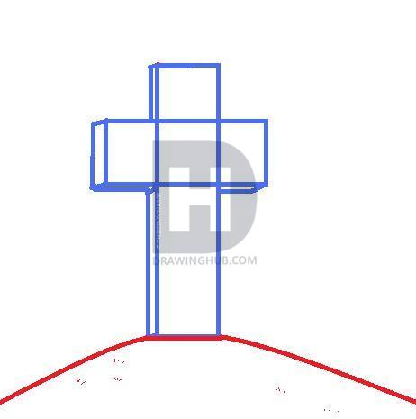 462x465 How To Draw A Cross, Step