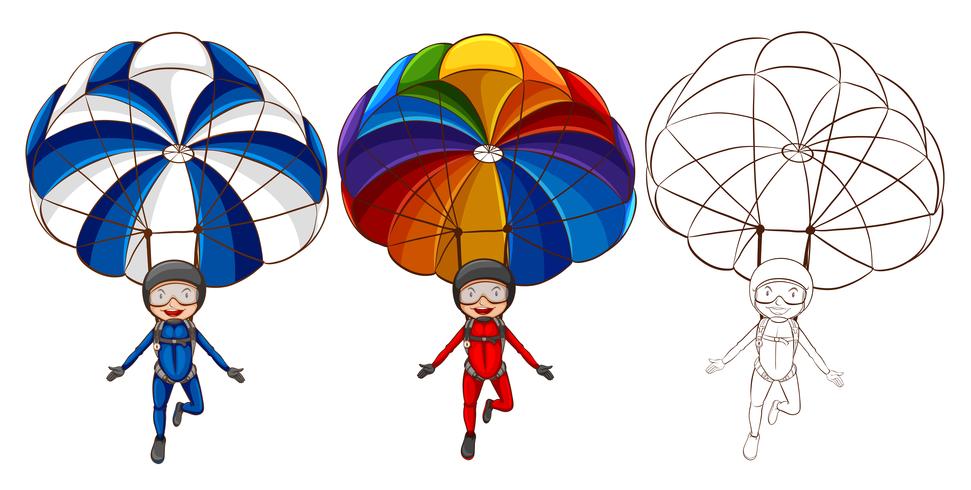 971x490 Three Drawing Styles Of Man Parachute