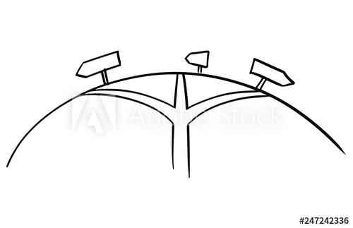 500x323 artistic drawing of conceptual three way or road crossroad