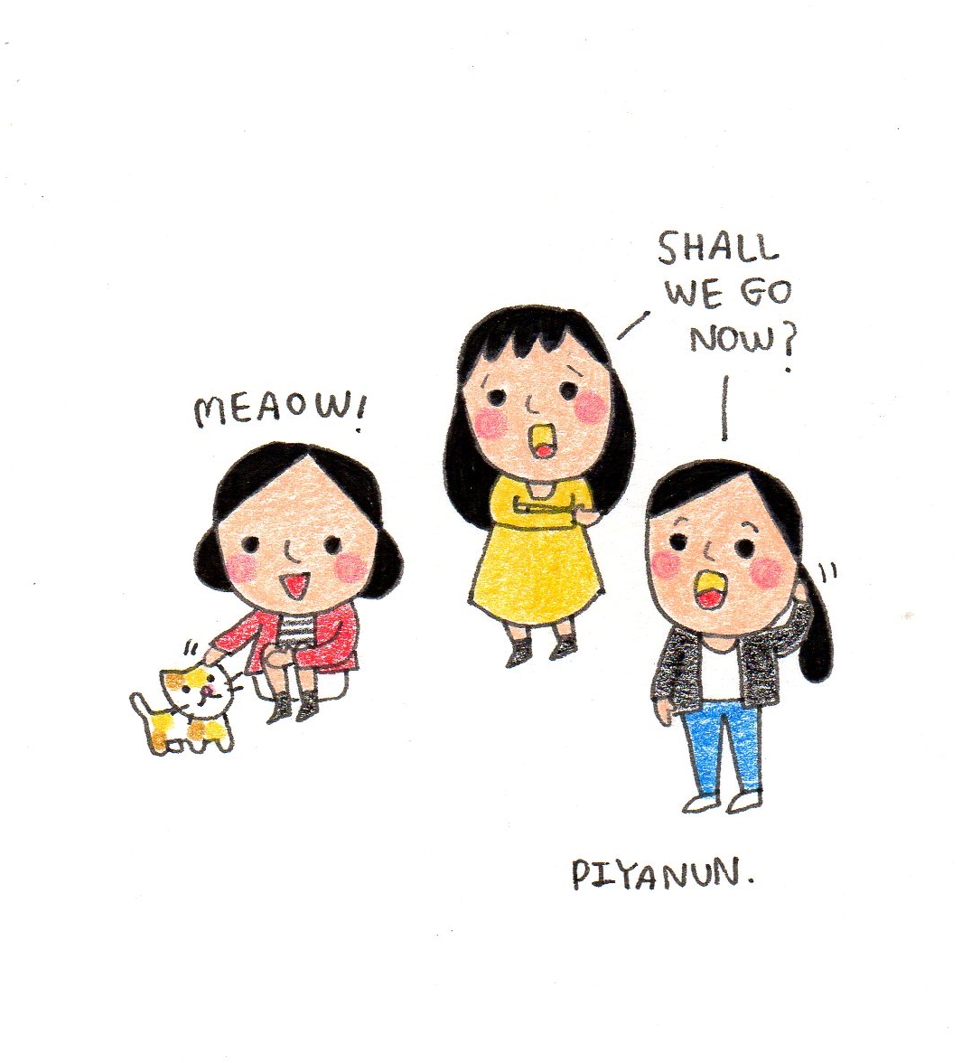1065x1176 Three Girls Line Sticker Side Stories Piyanun