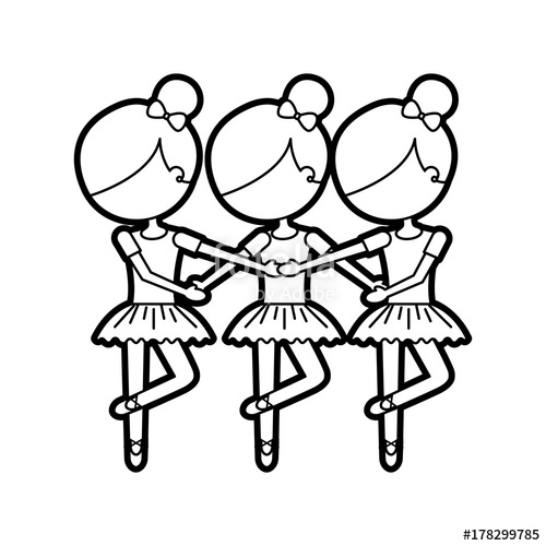 500x500 Three Girls Dancing Ballet Classic Practice Stock Image