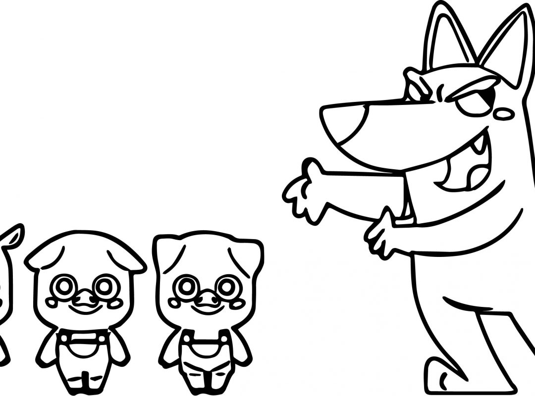 1080x800 Little Pig Colouring Pages Pigs Color Sheets Free Three Coloring