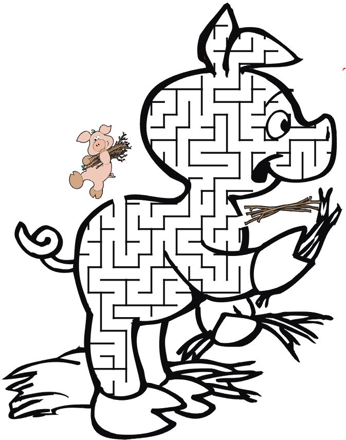 673x856 Printable Three Little Pigs Maze Guide The Pig To A Pile