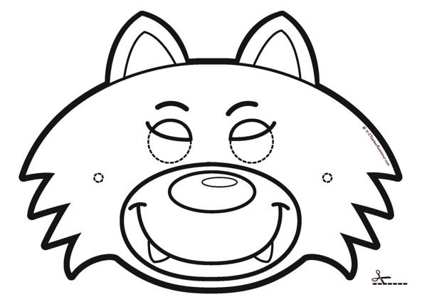 600x424 Three Little Pigs Masks Black White Page